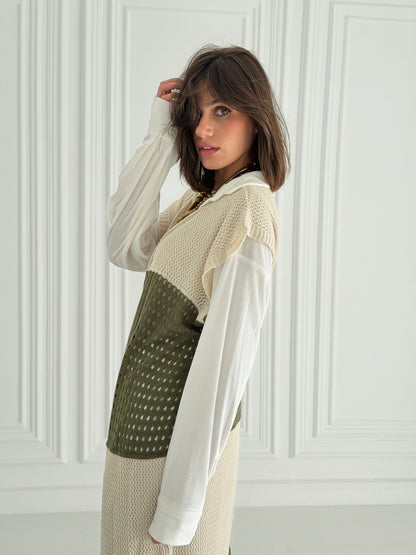 Dual Essence Knit Vest In olive