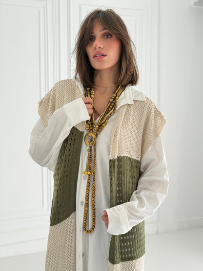 Dual Essence Knit Vest In olive