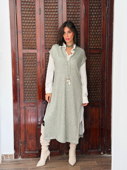 Shimmer Essence Knit Vest In Sage