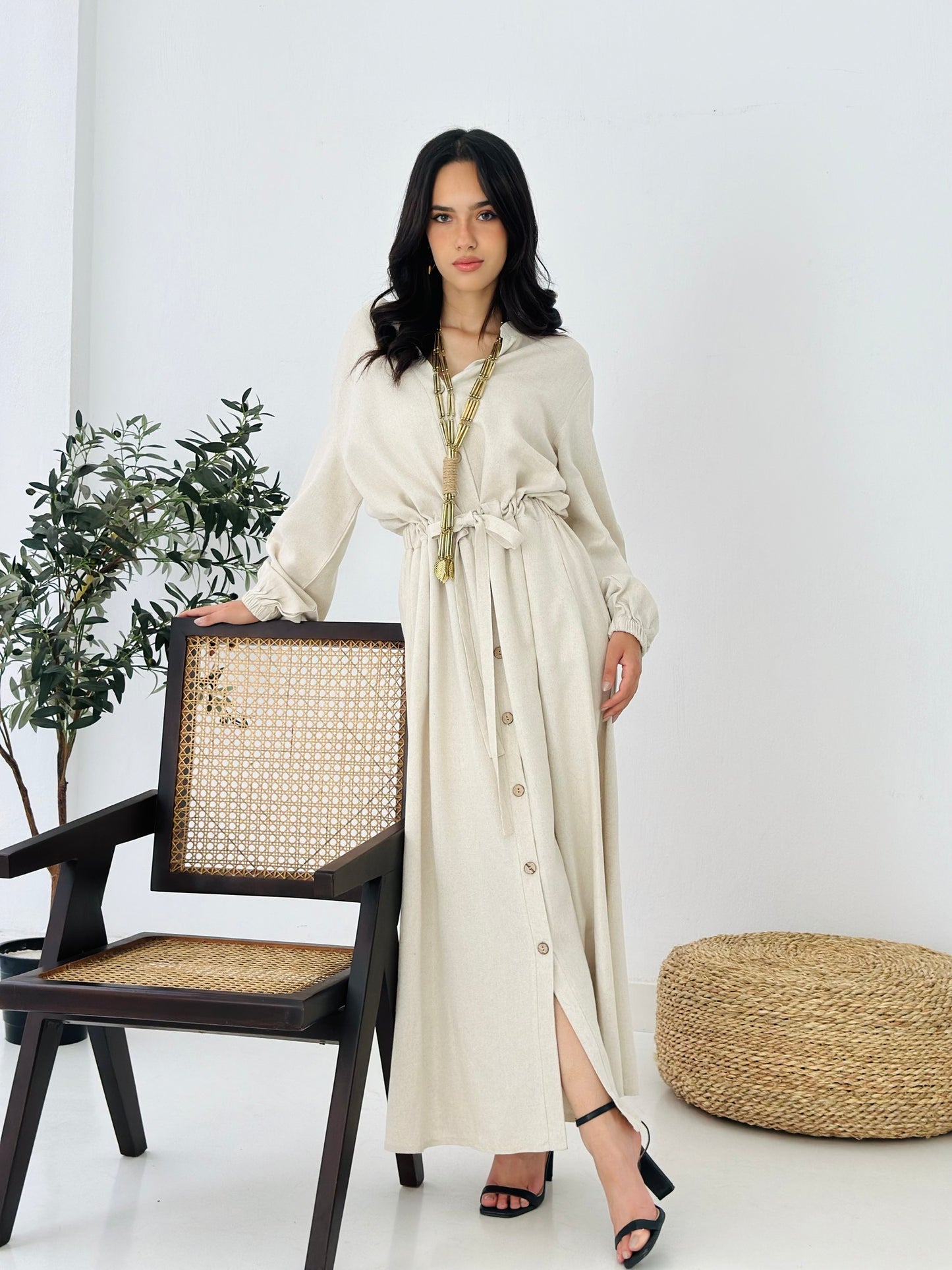 Linen Dress - Beige