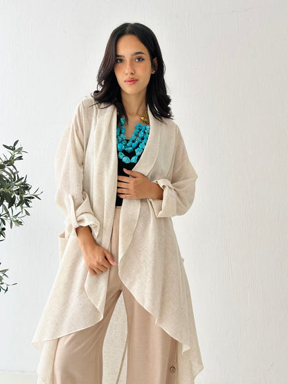 Linen Cardigan - Beige