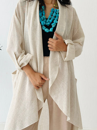 Linen Cardigan - Beige