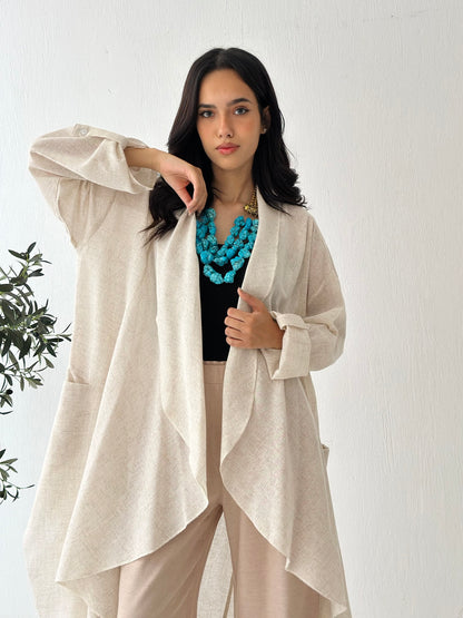 Linen Cardigan - Beige