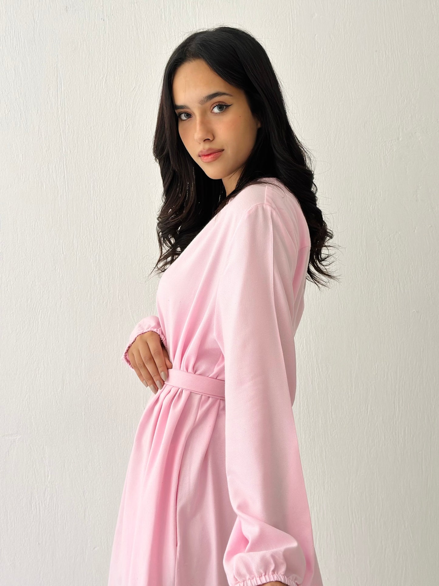 Linen Oxford Dress - Pink