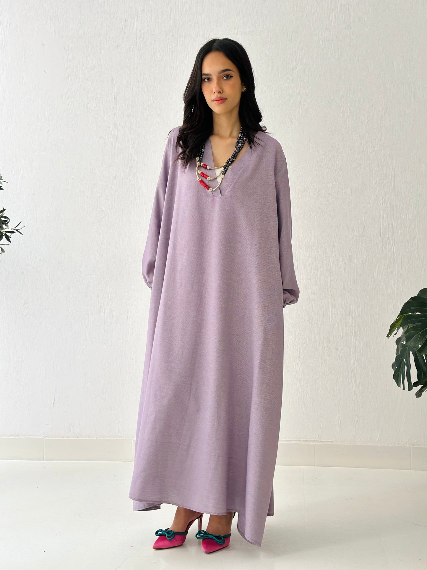 Linen Oxford Dress - Purple