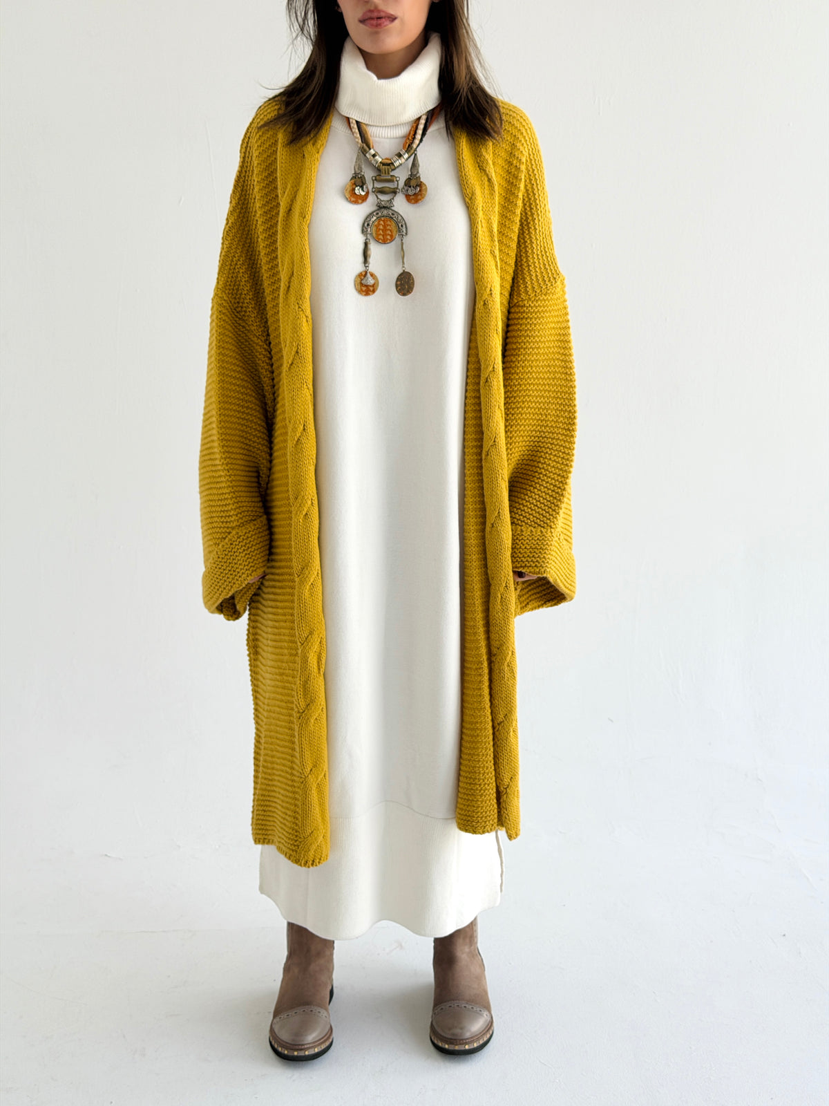 Timeless Knit Cardigan In Mustard