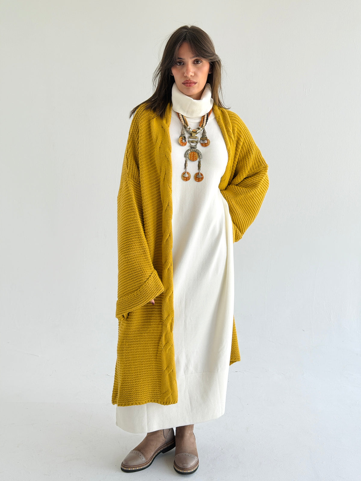Timeless Knit Cardigan In Mustard