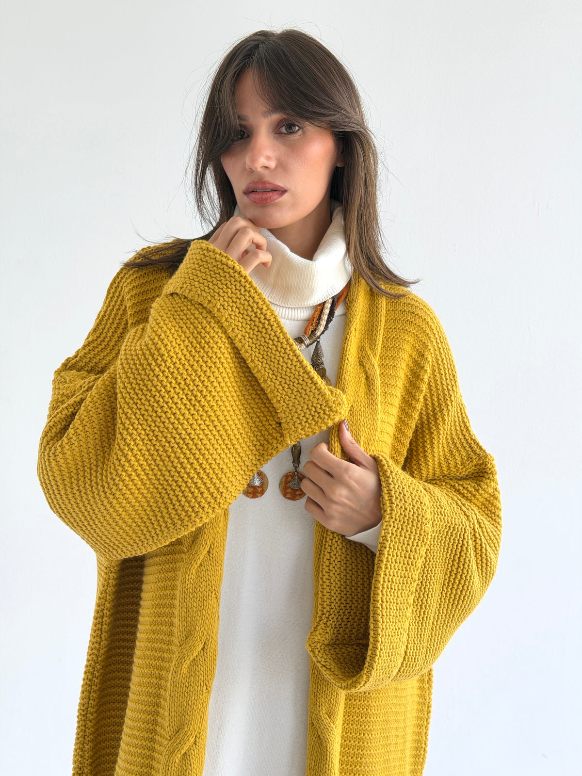 Timeless Knit Cardigan In Mustard