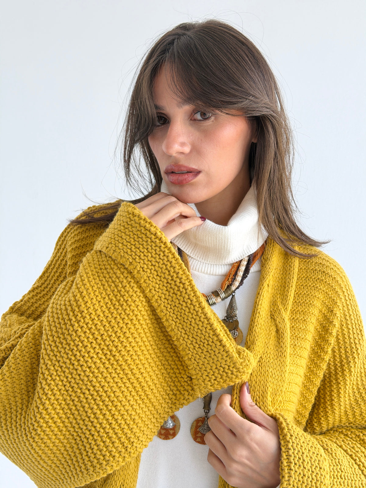 Timeless Knit Cardigan In Mustard