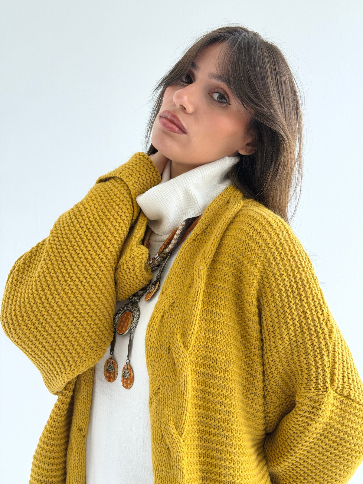 Timeless Knit Cardigan In Mustard