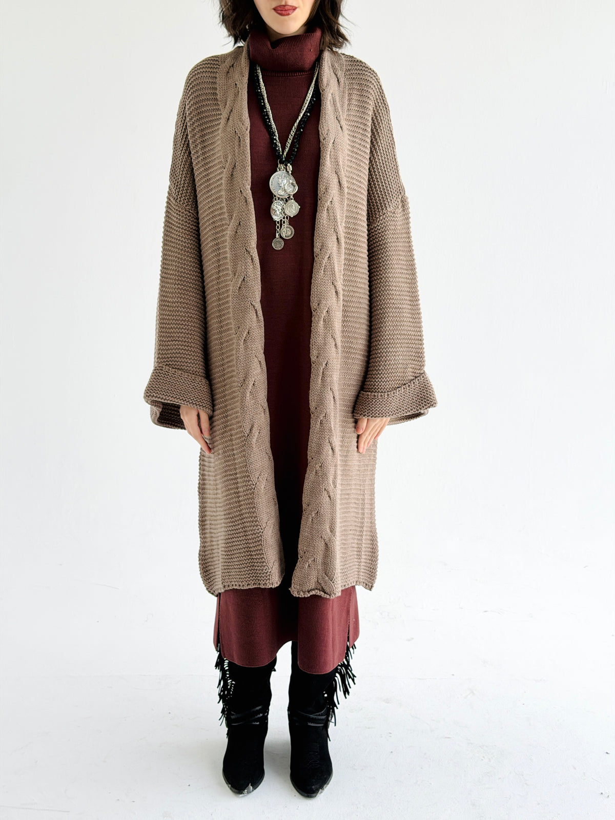 Timeless Knit Cardigan In Cafe