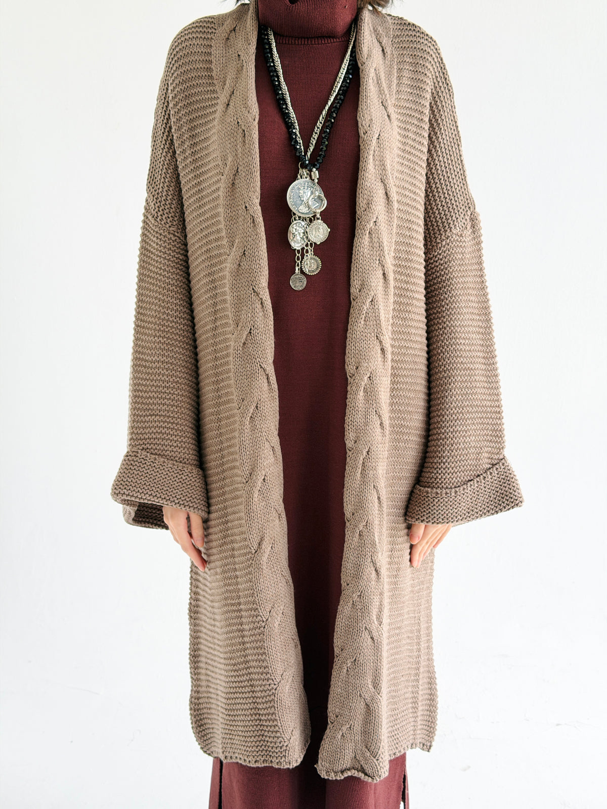 Timeless Knit Cardigan In Cafe
