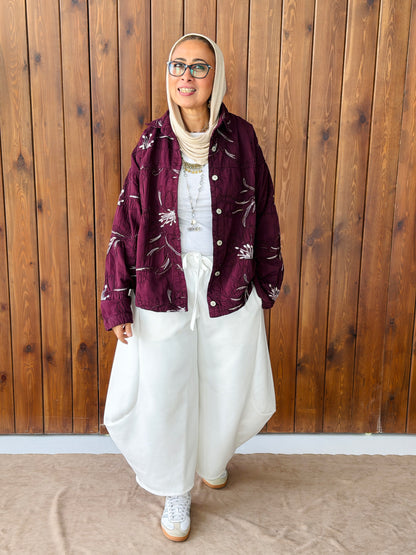 Burgundy Artistic Embroidery Jacket