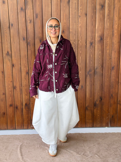 Burgundy Artistic Embroidery Jacket