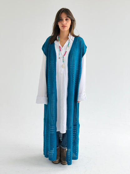 Breeze Light Wool Vest In Petrol Blue