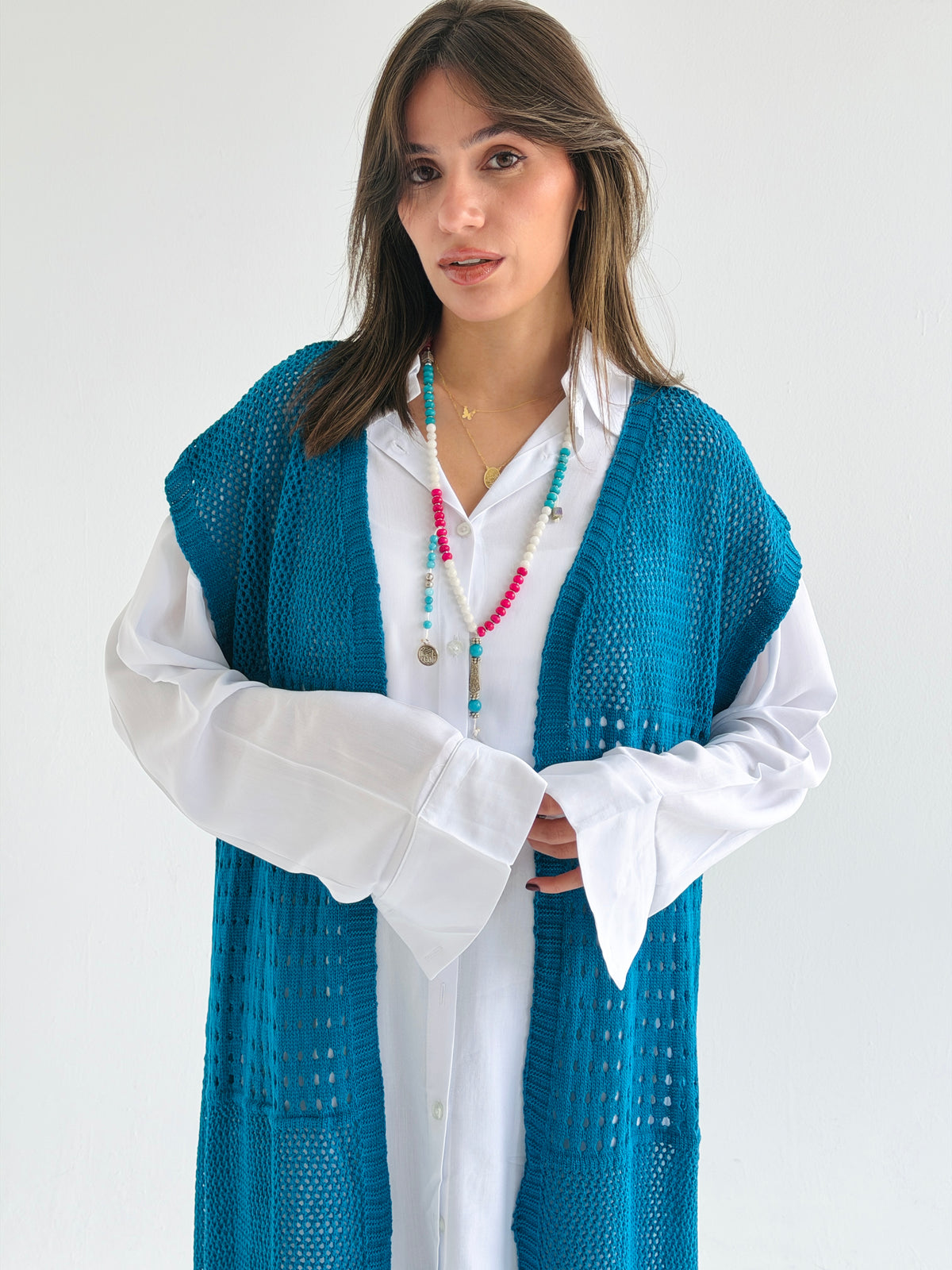 Breeze Light Wool Vest In Petrol Blue