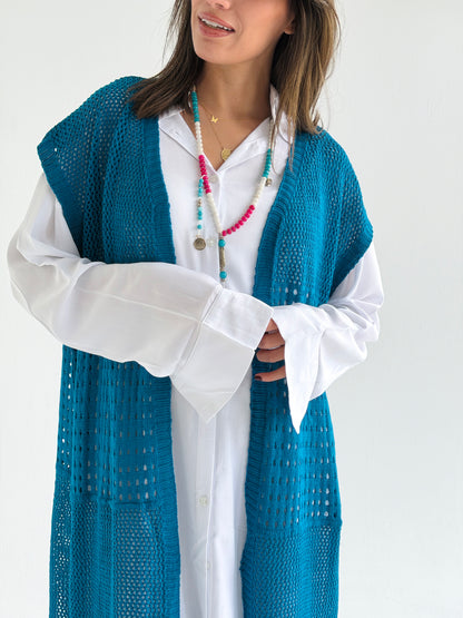 Breeze Light Wool Vest In Petrol Blue
