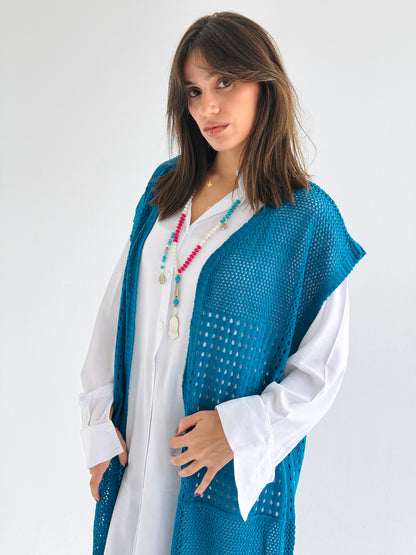 Breeze Light Wool Vest In Petrol Blue