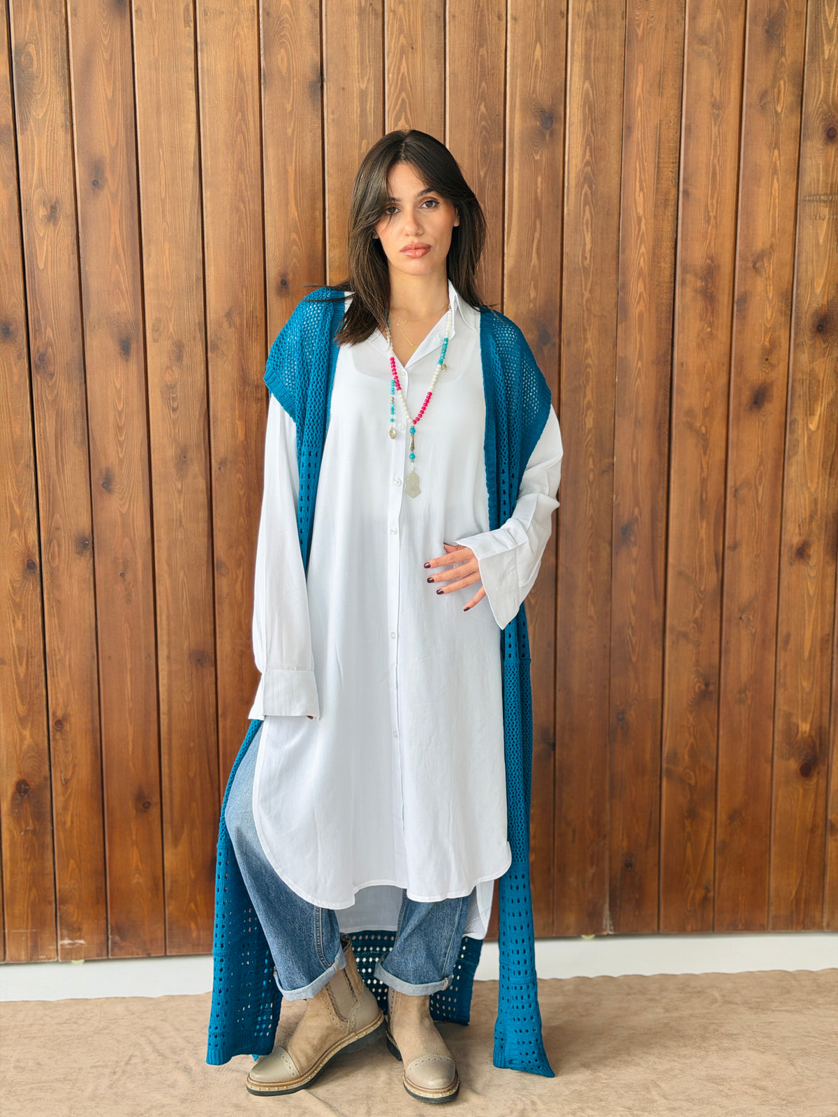 Breeze Light Wool Vest In Petrol Blue