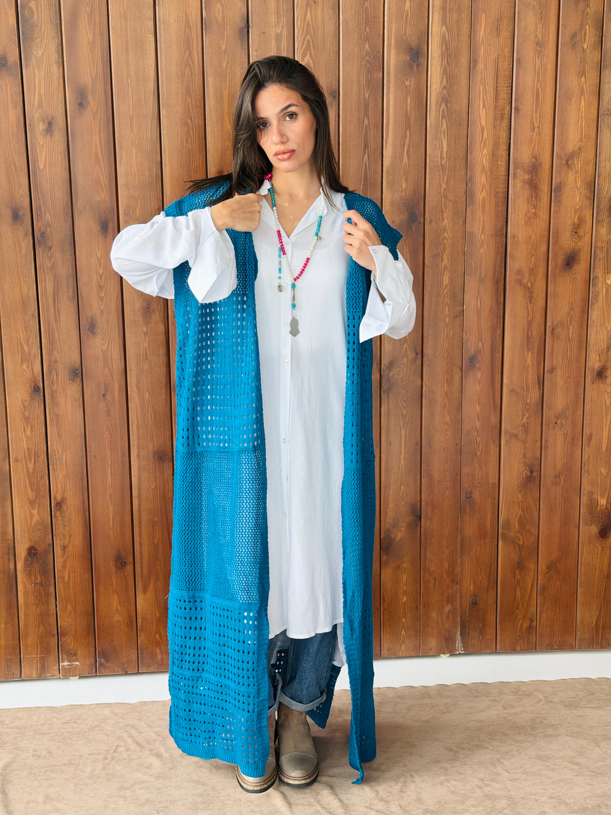 Breeze Light Wool Vest In Petrol Blue
