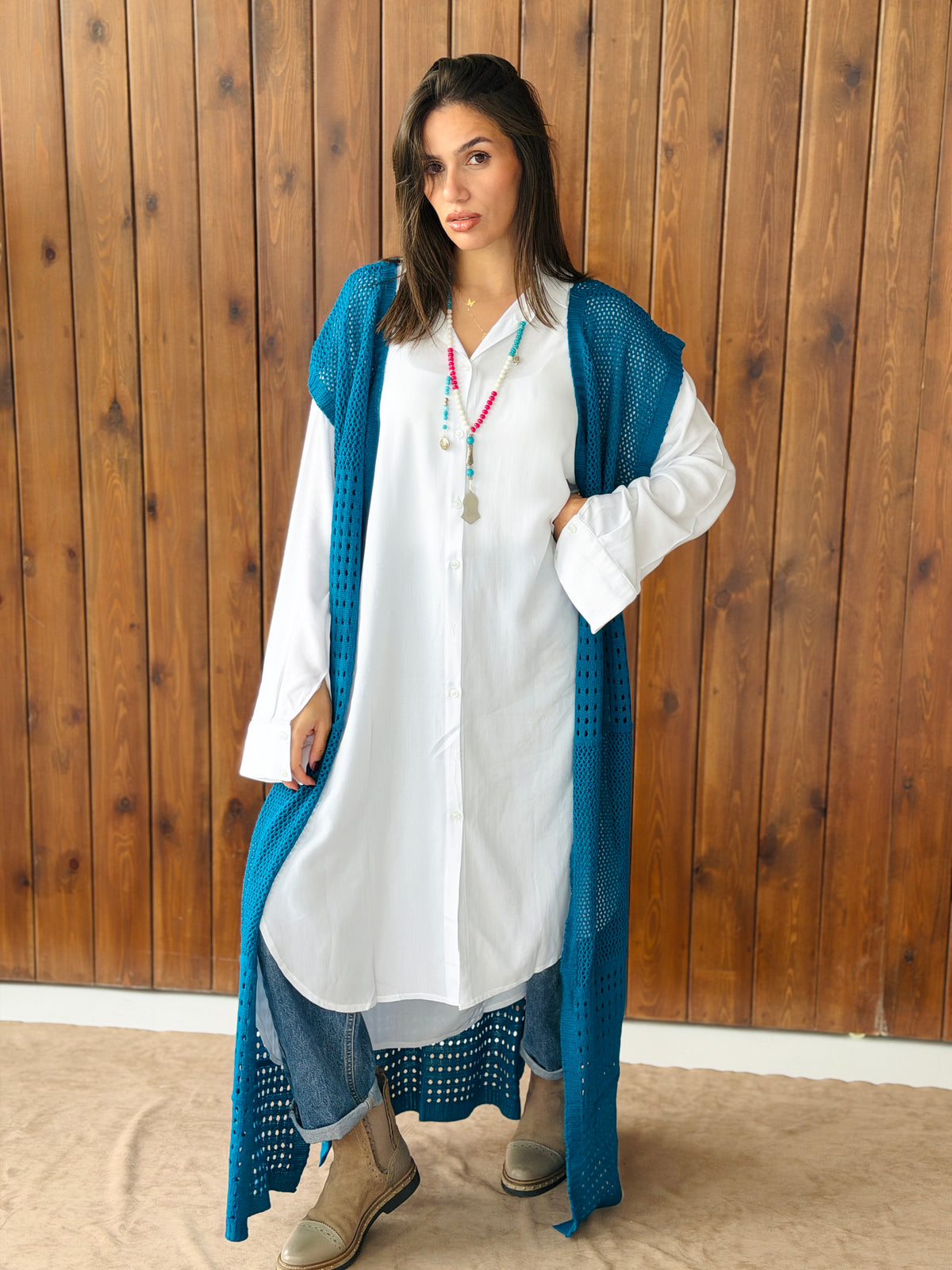 Breeze Light Wool Vest In Petrol Blue