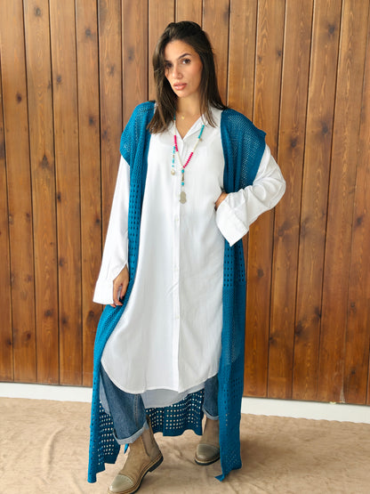 Breeze Light Wool Vest In Petrol Blue