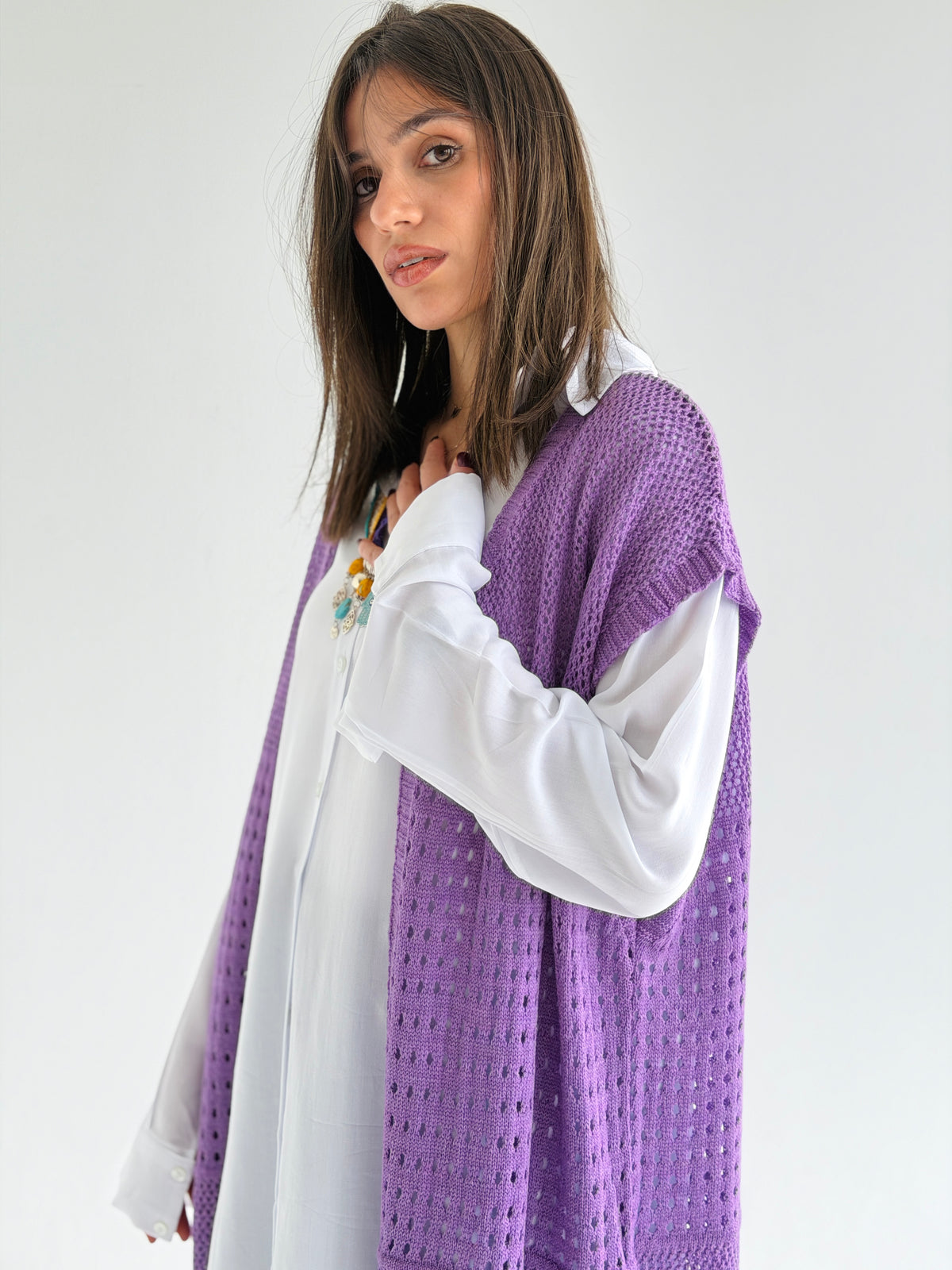 Breeze Light Wool Vest In Lilac