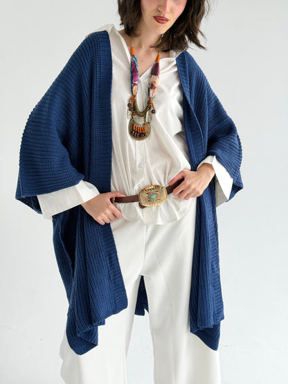 Warm Hug Poncho In Indigo