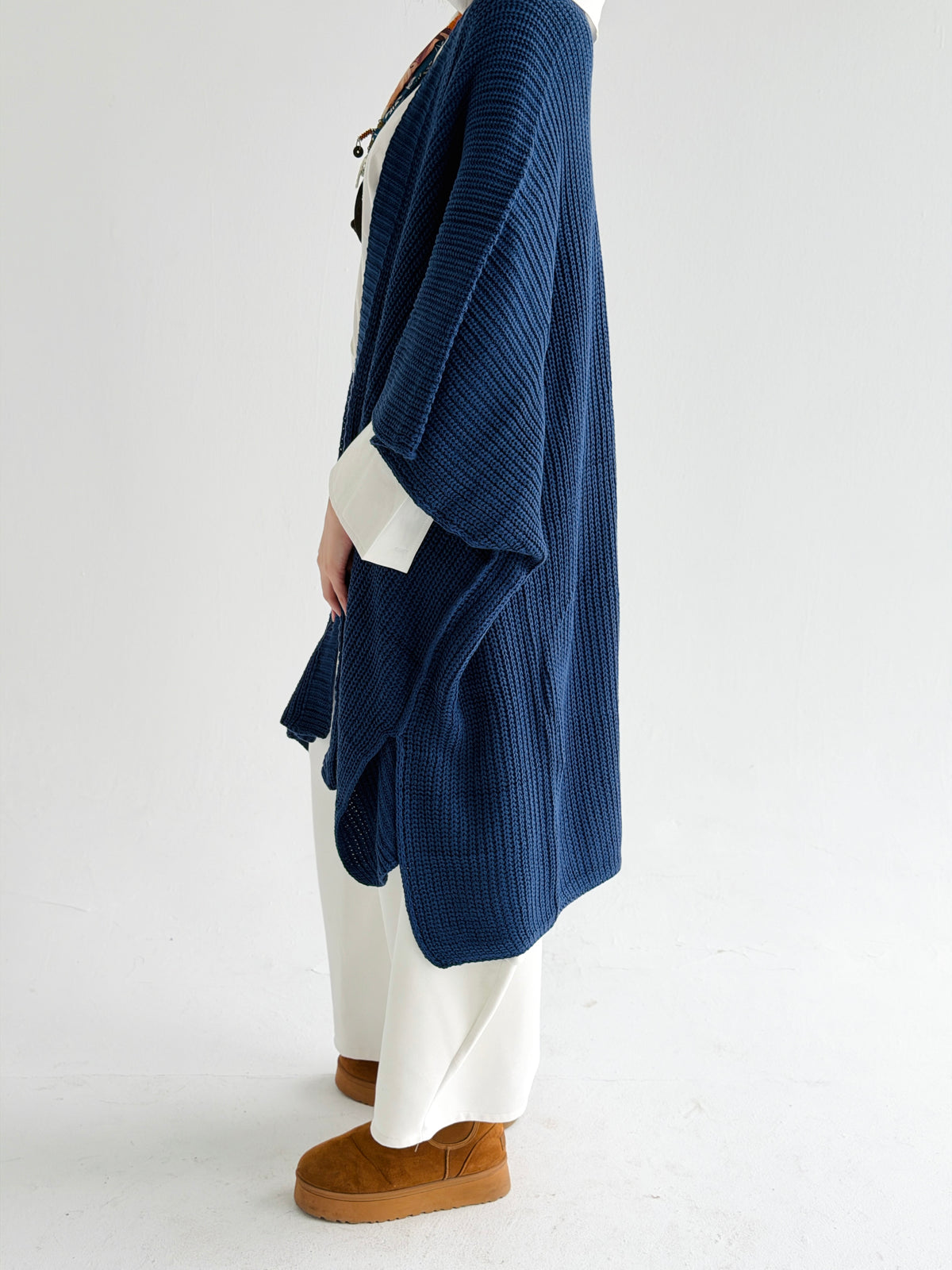 Warm Hug Poncho In Indigo