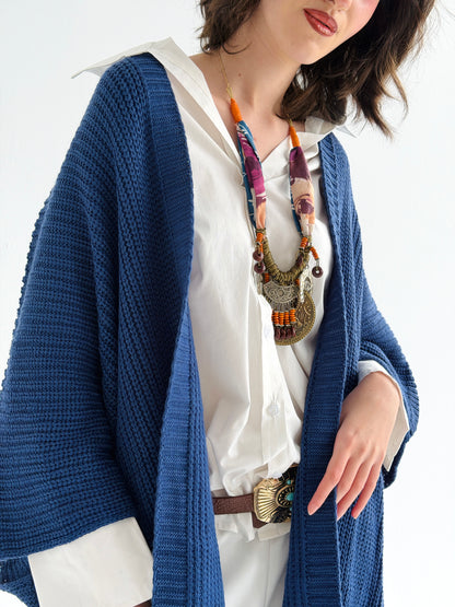 Warm Hug Poncho In Indigo