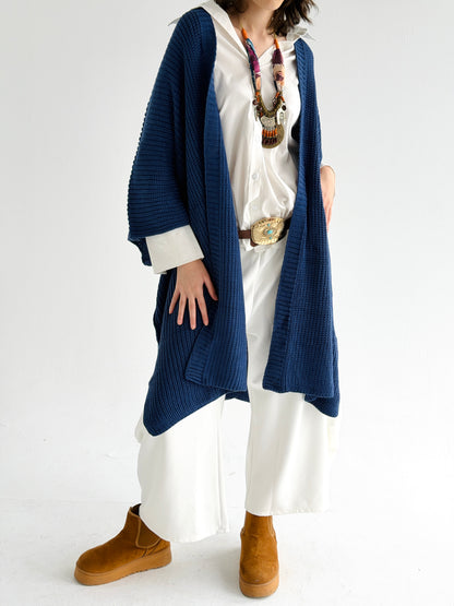 Warm Hug Poncho In Indigo