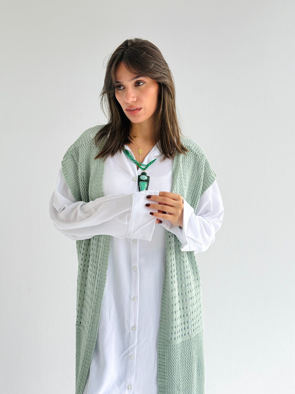 Breeze Light Wool Vest In Mint