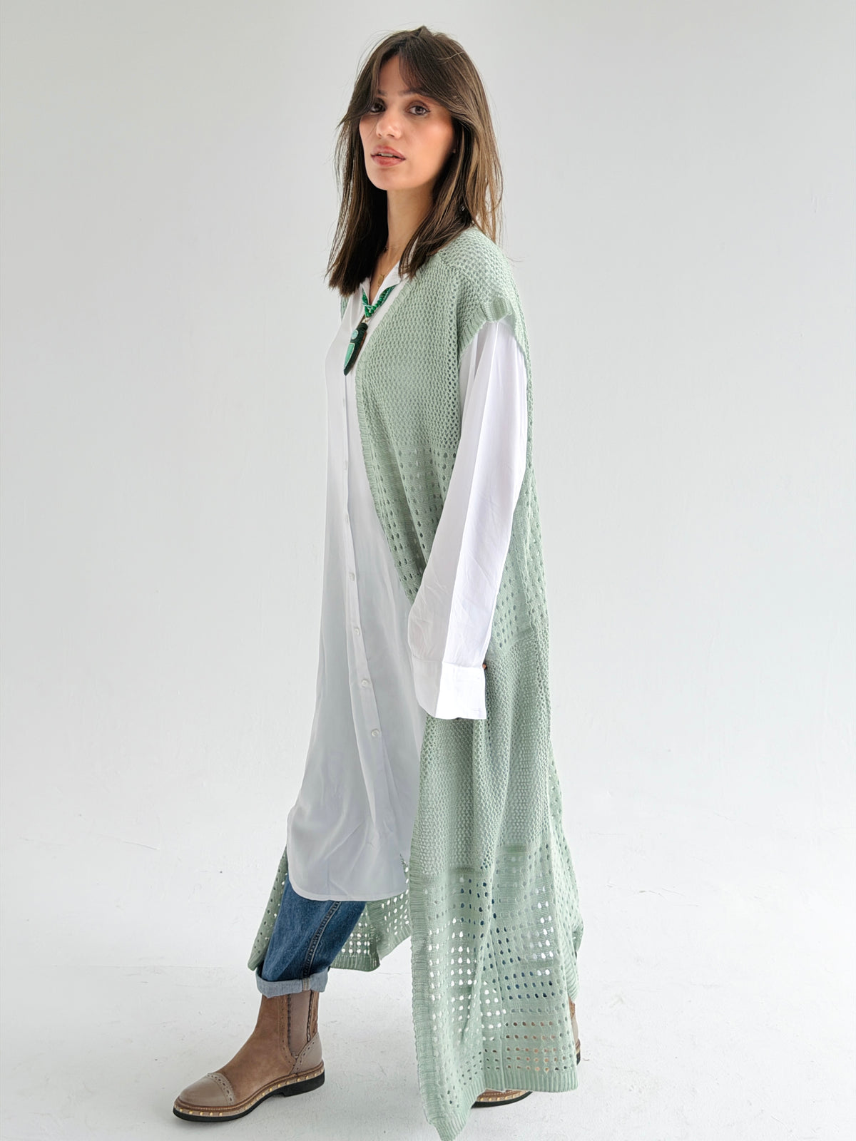 Breeze Light Wool Vest In Mint