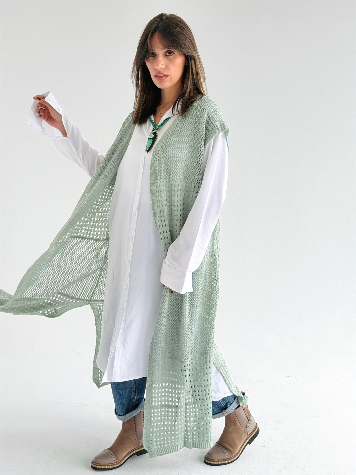 Breeze Light Wool Vest In Mint
