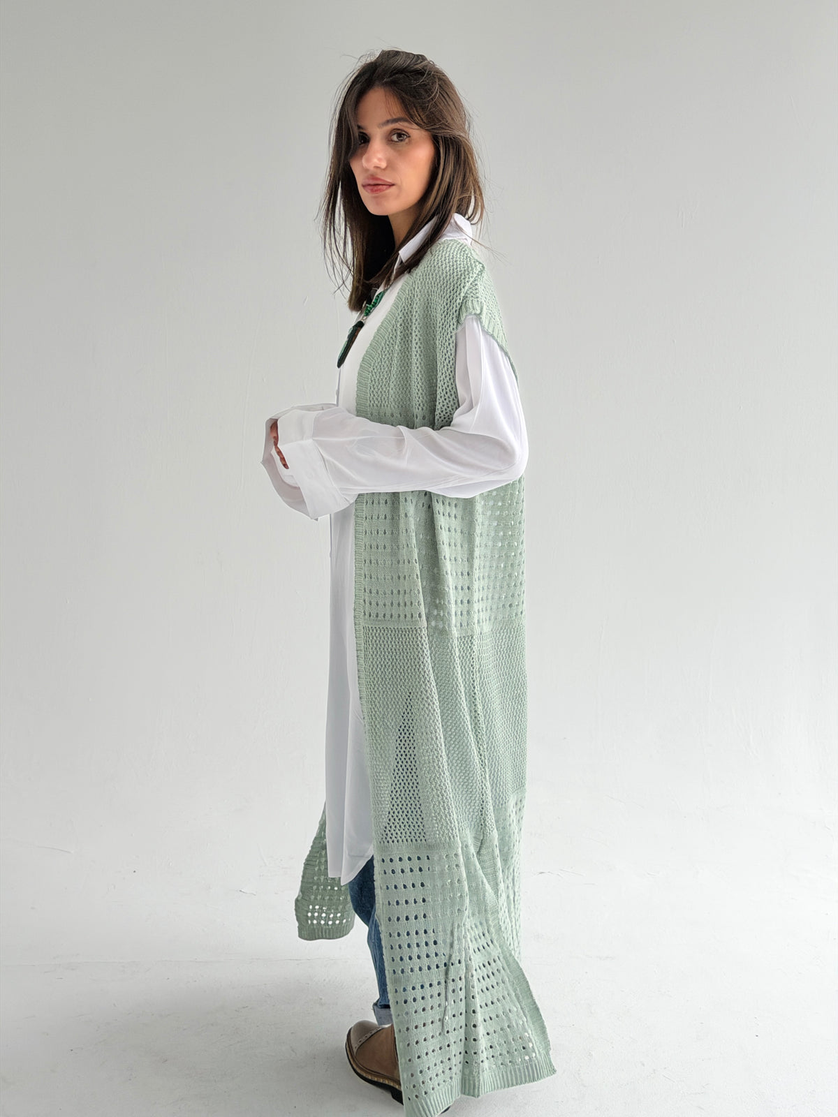 Breeze Light Wool Vest In Mint