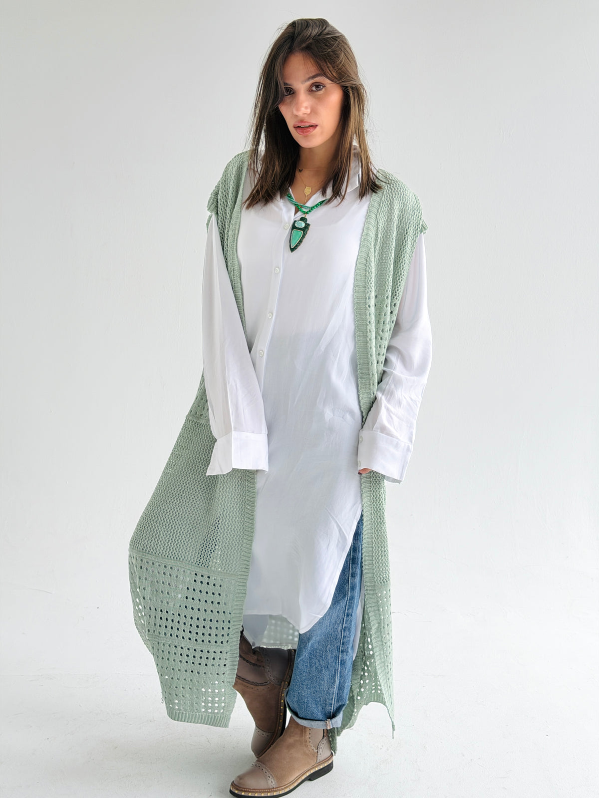 Breeze Light Wool Vest In Mint