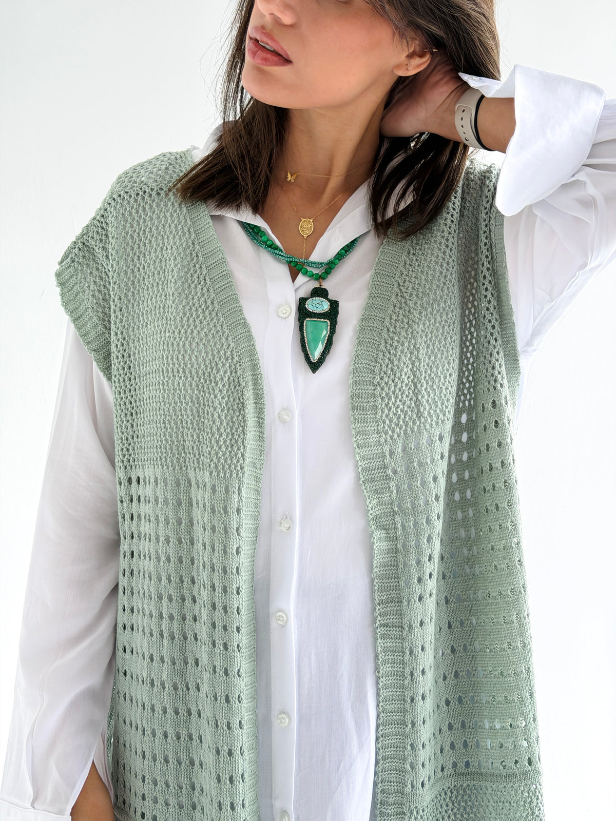 Breeze Light Wool Vest In Mint