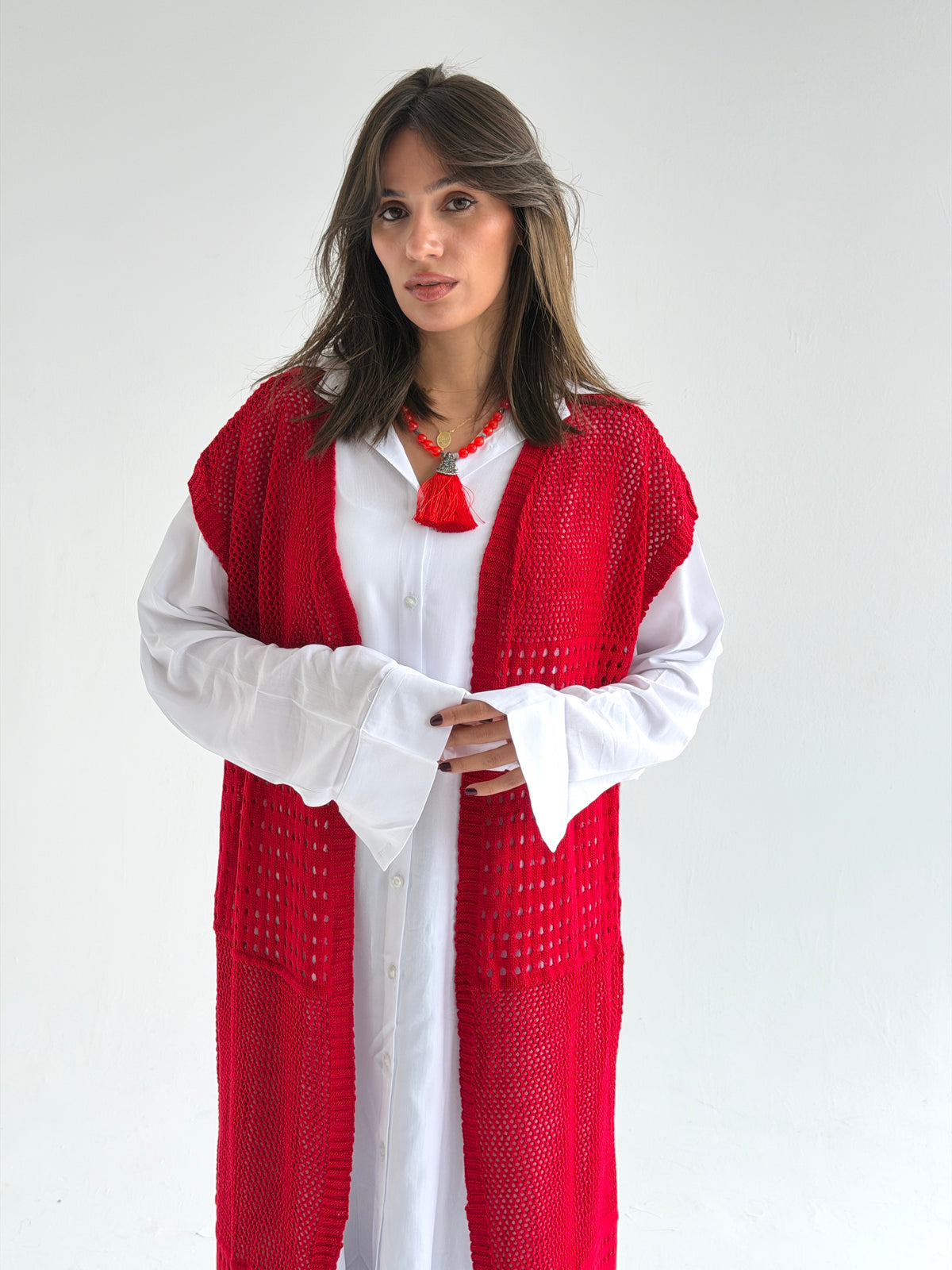 Breeze Light Wool Vest In Red