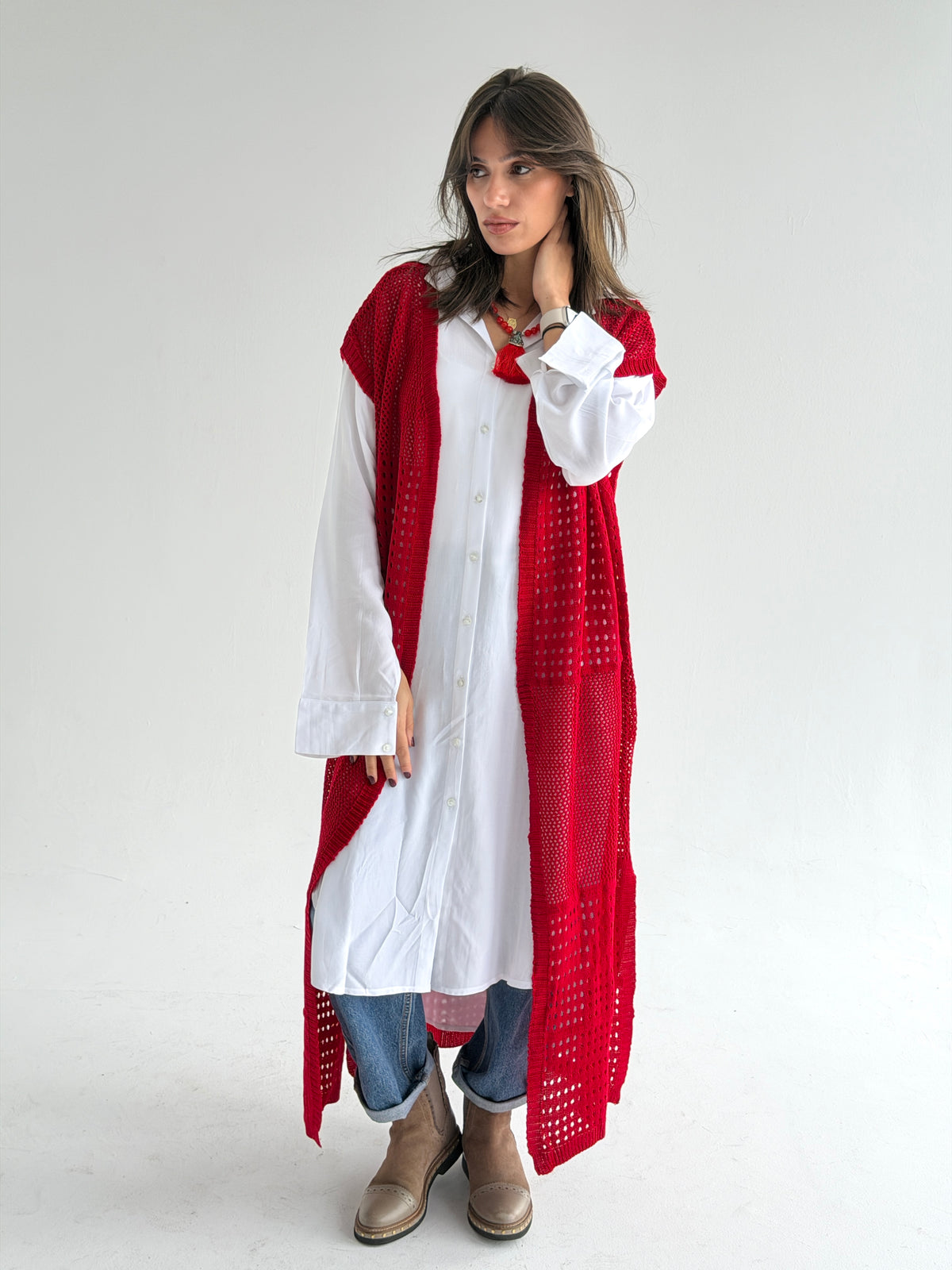 Breeze Light Wool Vest In Red