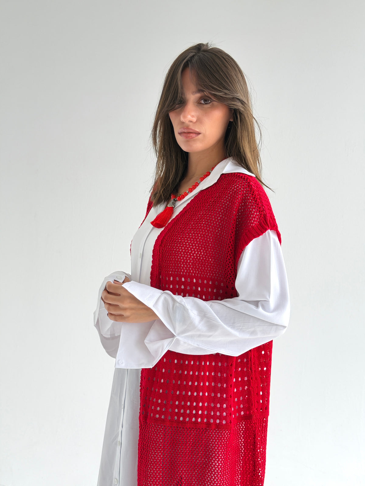 Breeze Light Wool Vest In Red