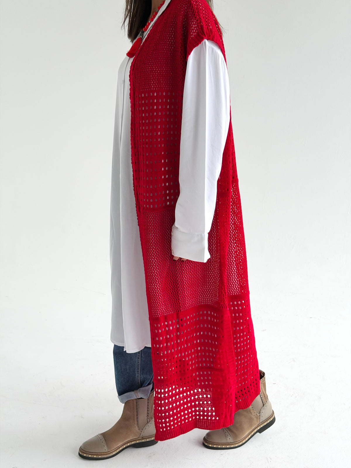 Breeze Light Wool Vest In Red