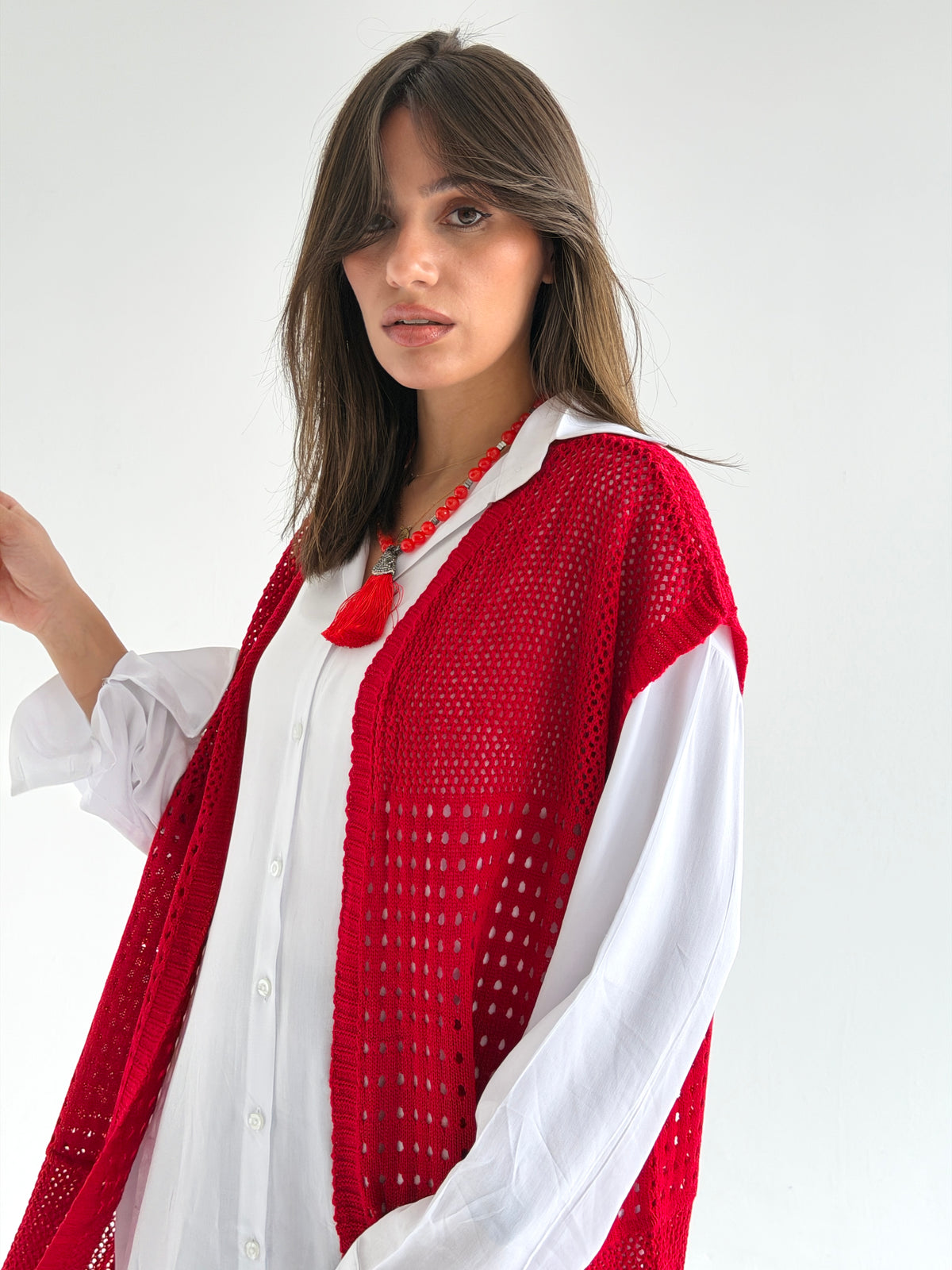 Breeze Light Wool Vest In Red