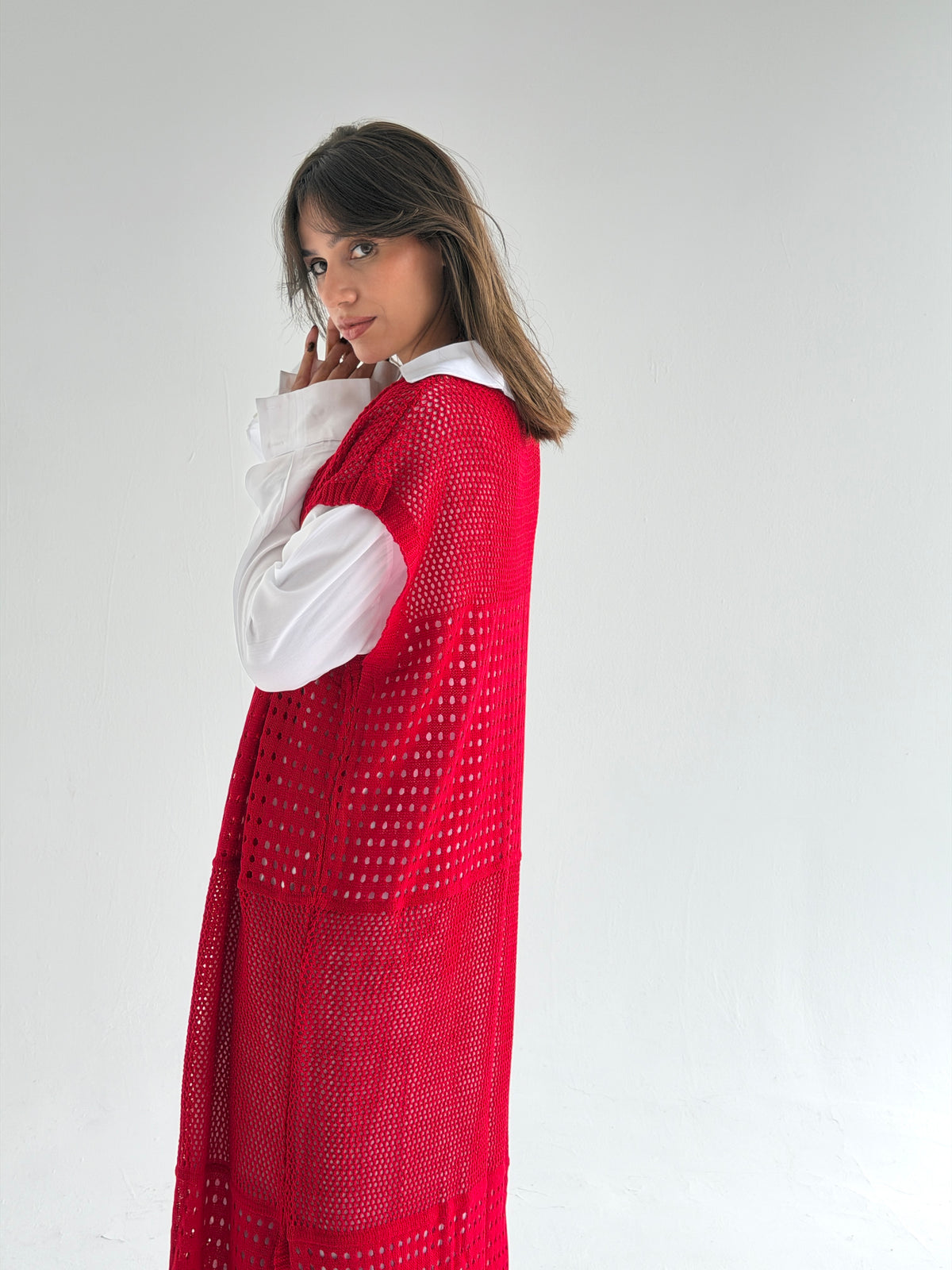 Breeze Light Wool Vest In Red