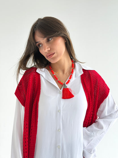 Breeze Light Wool Vest In Red
