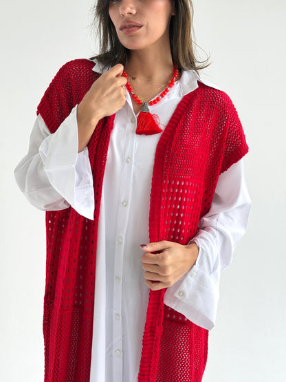 Breeze Light Wool Vest In Red
