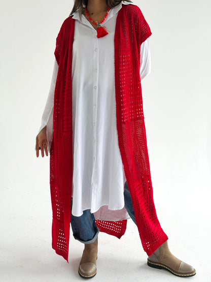 Breeze Light Wool Vest In Red