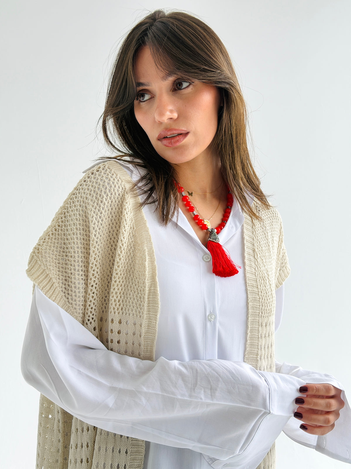 Breeze Light Wool Vest In Beige