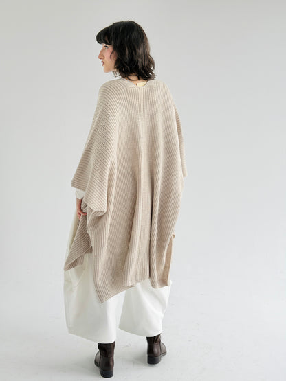 Warm Hug Poncho In Beige