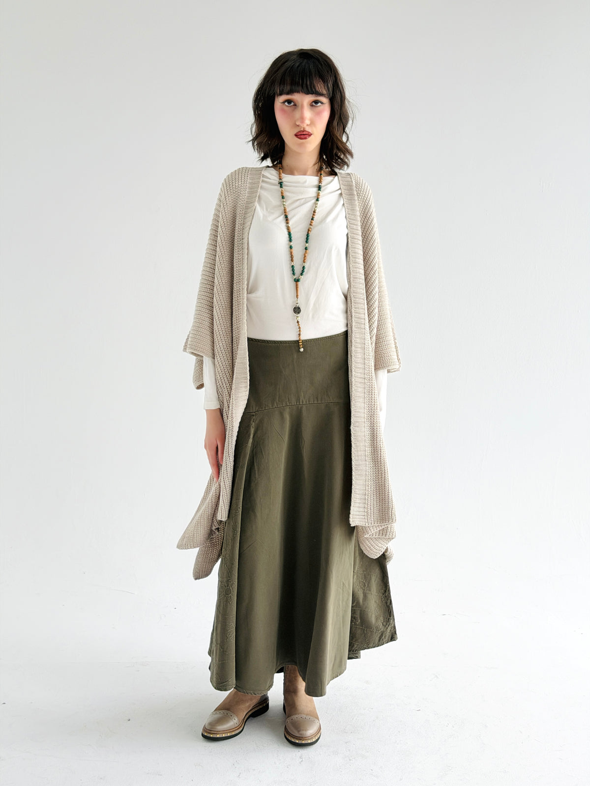 Warm Hug Poncho In Beige