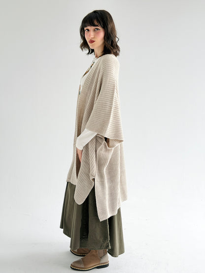 Warm Hug Poncho In Beige